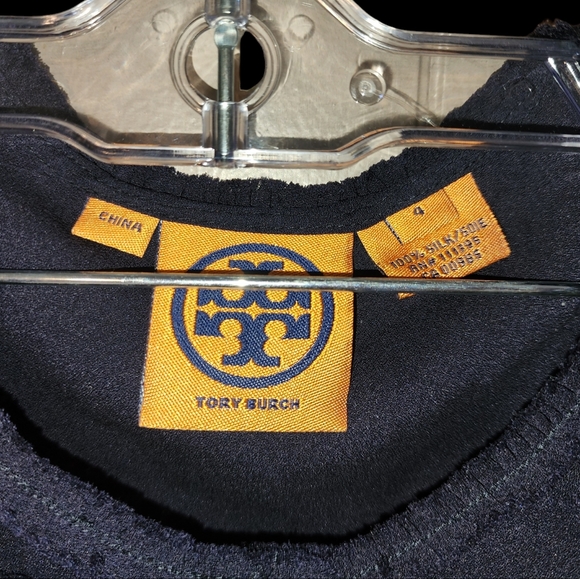 Tory Bruch 100% Silk Navy Tiered Ruffle Sleeveless Tank Top Size 4 Designer Lux - Picture 2 of 4